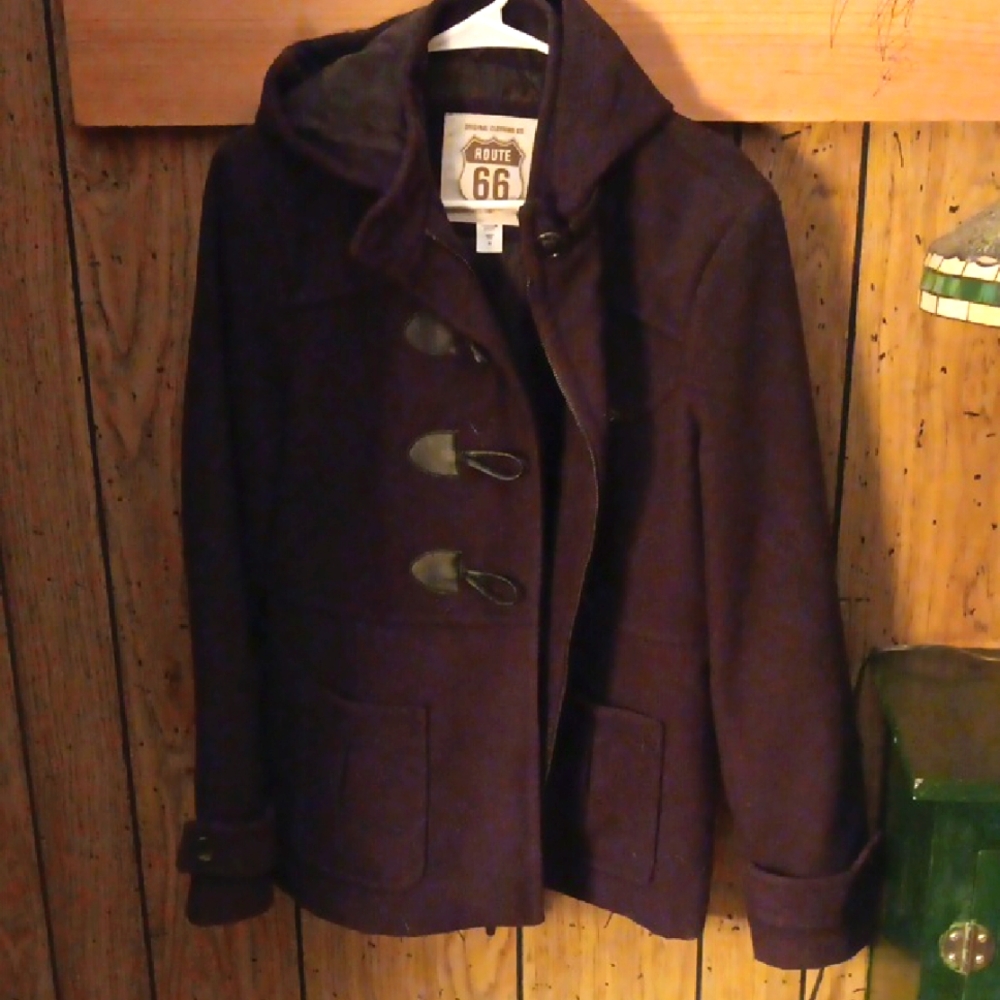 Route 66 Black Pea Coat Classic Timeless Design